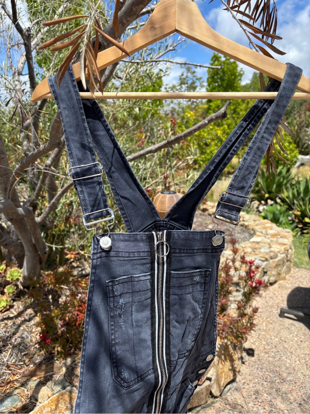 Hudson Jeans Black Denim Zip-Front Overalls with Adjustable Straps